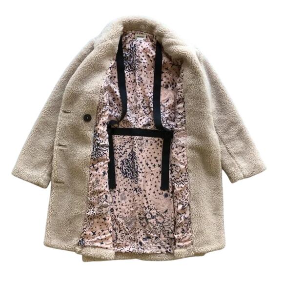 ZADIG & VOLTAIRE Teddy Mint Coat XS Cream White Button Sherpa Shearling - Picture 6 of 10